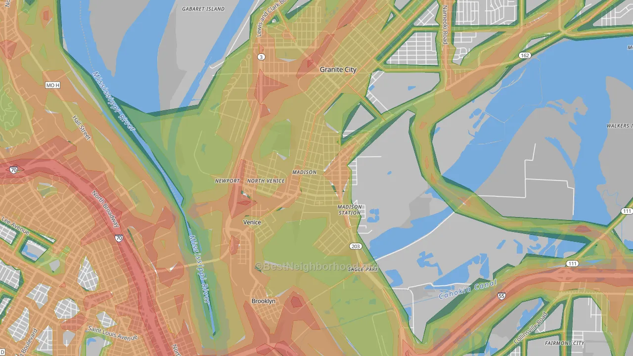 62060, IL Map of Noise Levels in 62060
