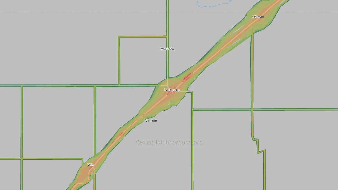62075, IL Map of Noise Levels in 62075