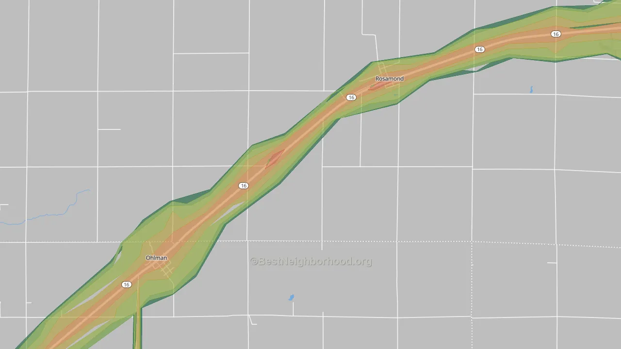 62083, IL Map of Noise Levels in 62083