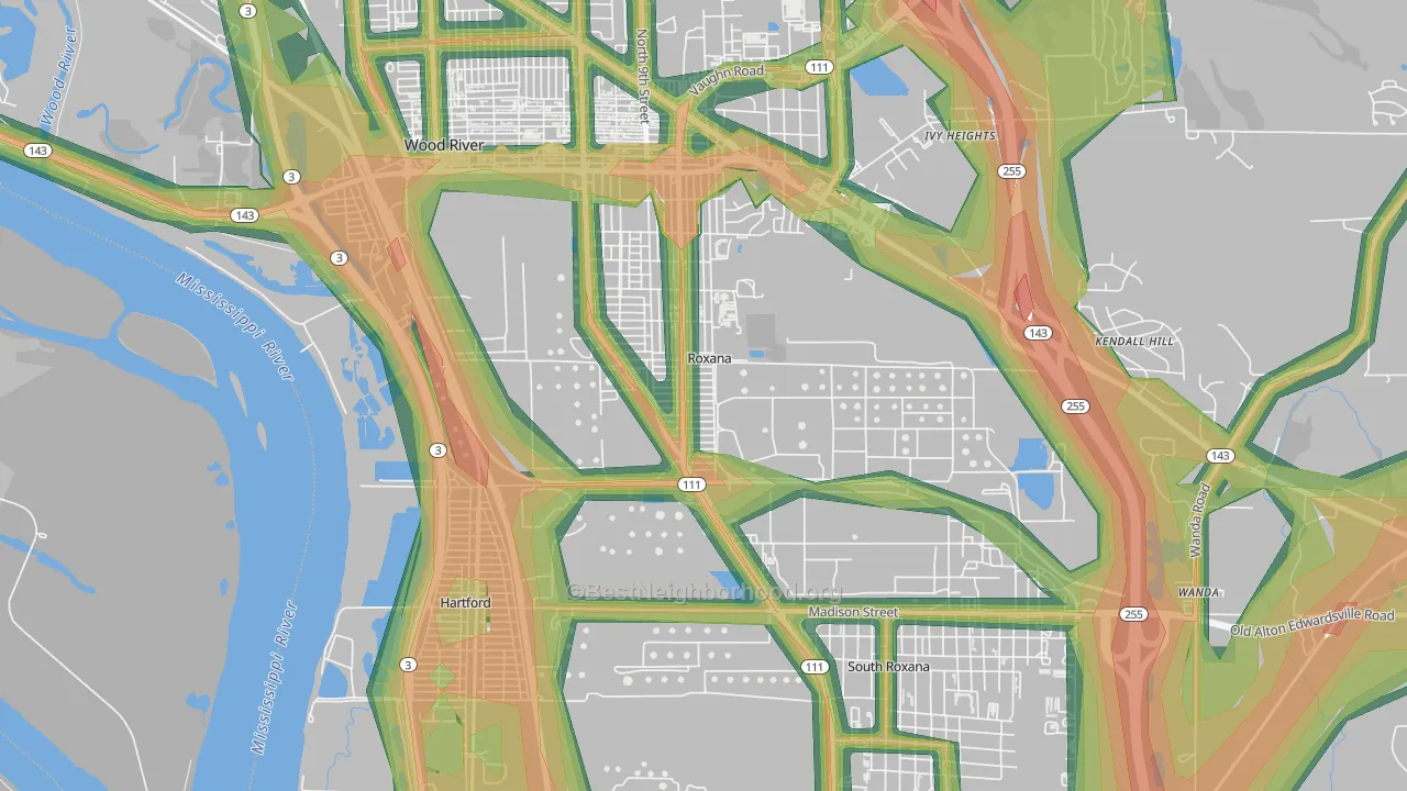 62084, IL Map of Noise Levels in 62084