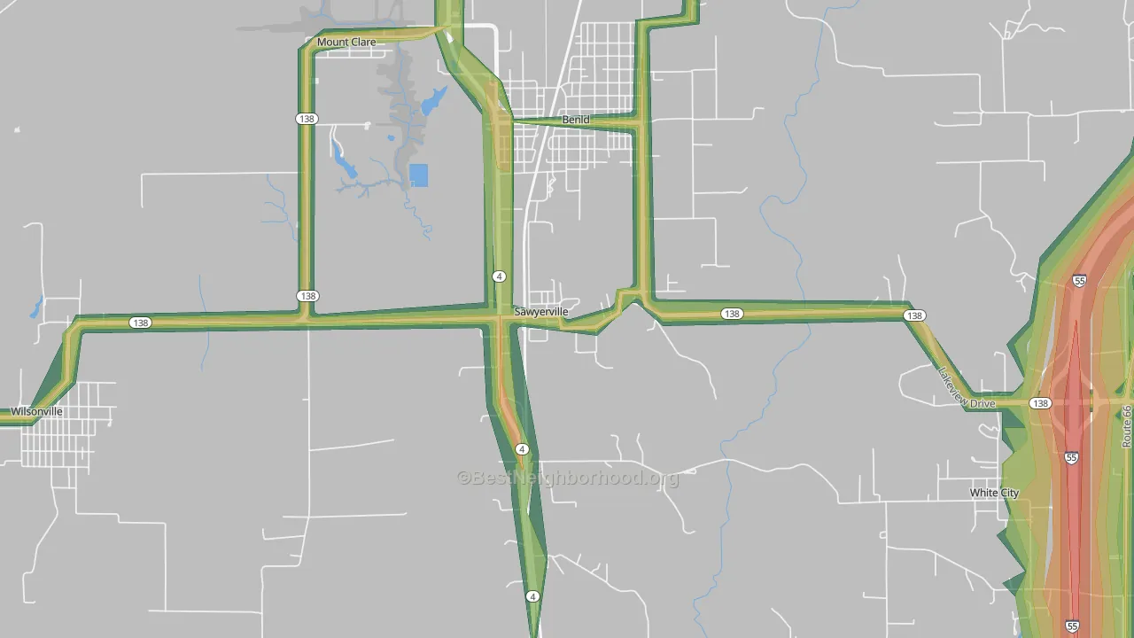 62085, IL Map of Noise Levels in 62085