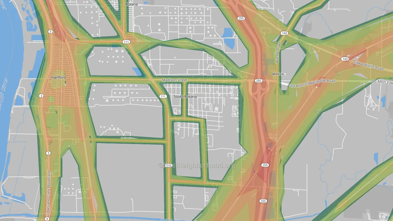 62087, IL Map of Noise Levels in 62087