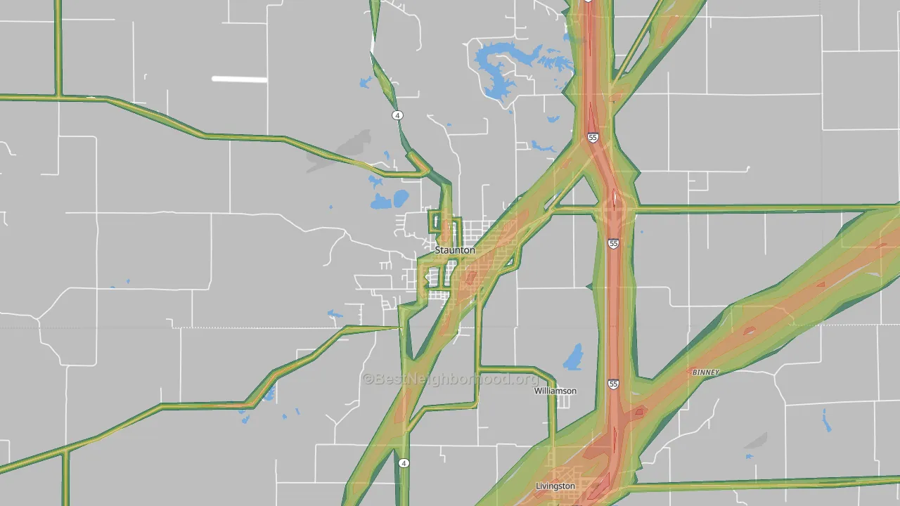 62088, IL Map of Noise Levels in 62088