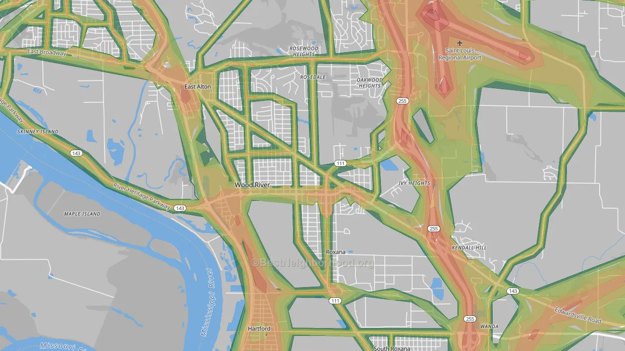 62095, IL Map of Noise Levels in 62095