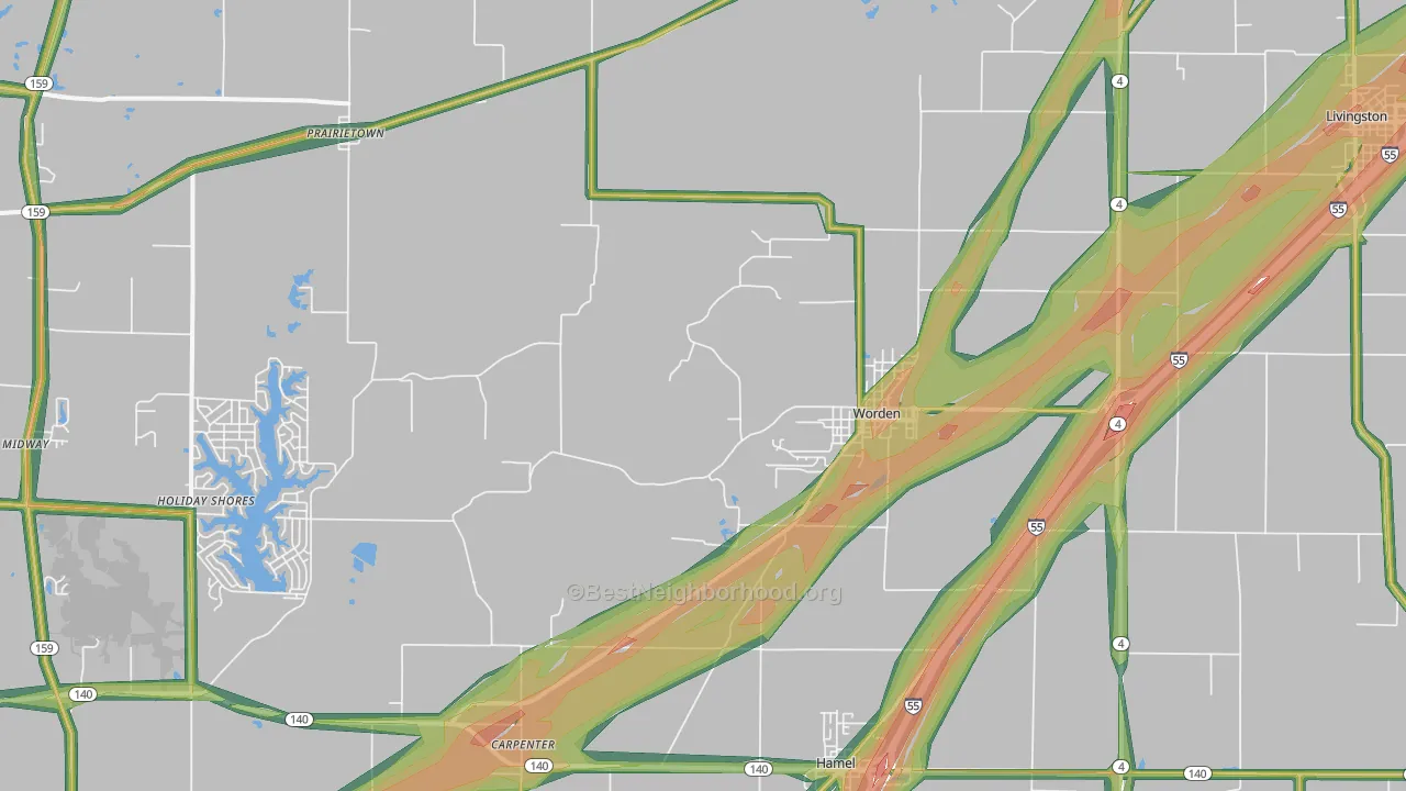 62097, IL Map of Noise Levels in 62097