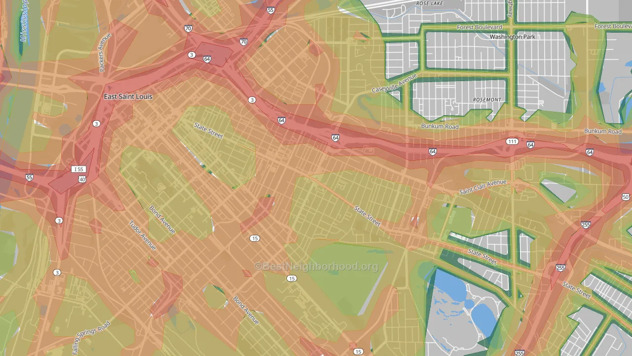 62205, IL Map of Noise Levels in 62205