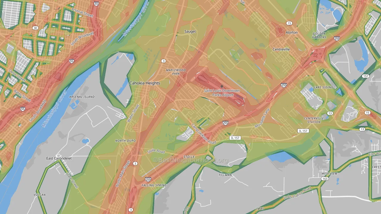 62206, IL Map of Noise Levels in 62206