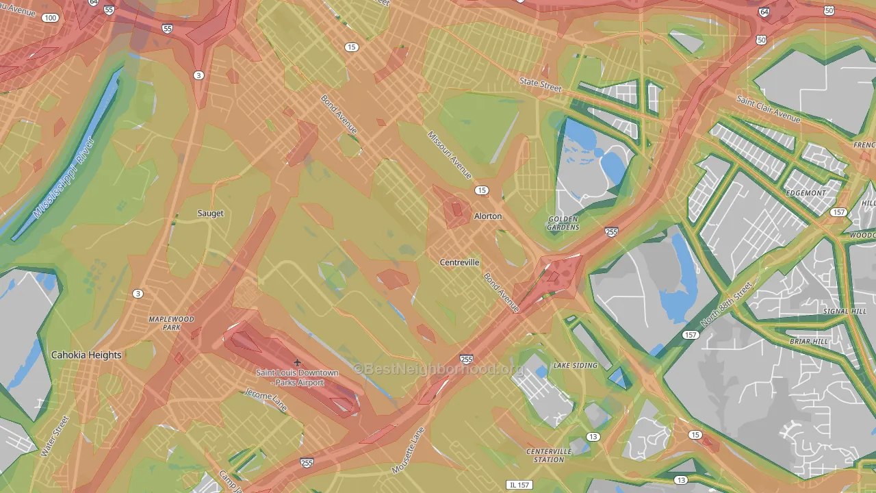 62207, IL Map of Noise Levels in 62207