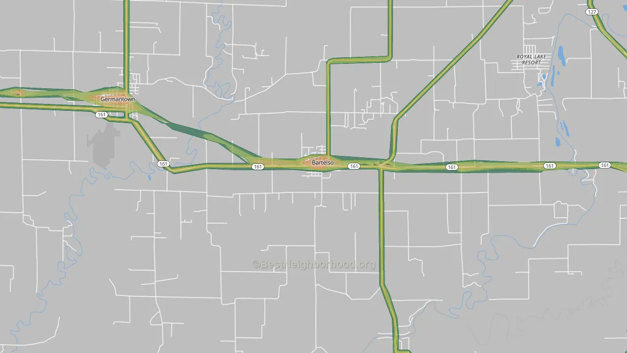 62218, IL Map of Noise Levels in 62218