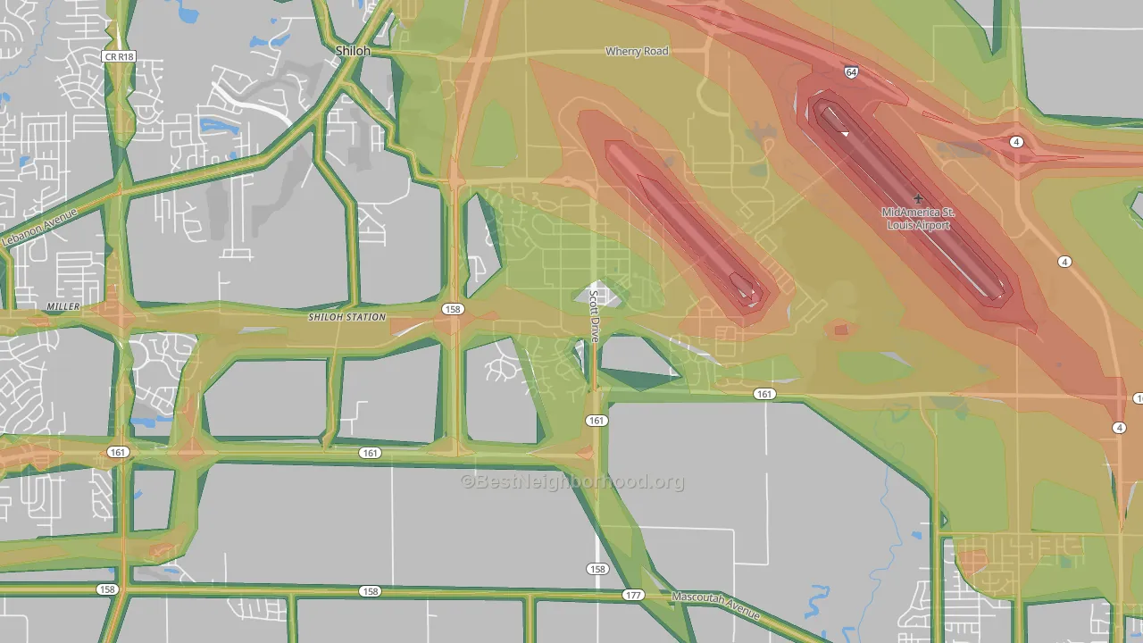 62225, IL Map of Noise Levels in 62225