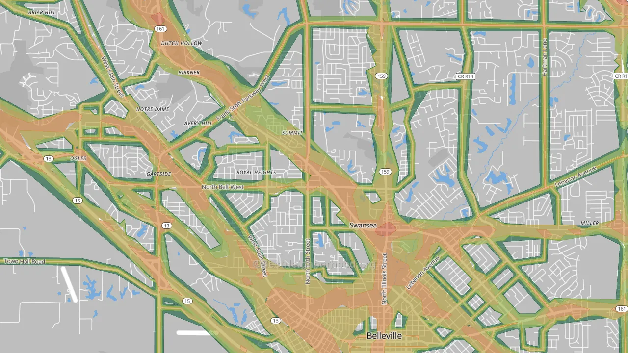 62226, IL Map of Noise Levels in 62226