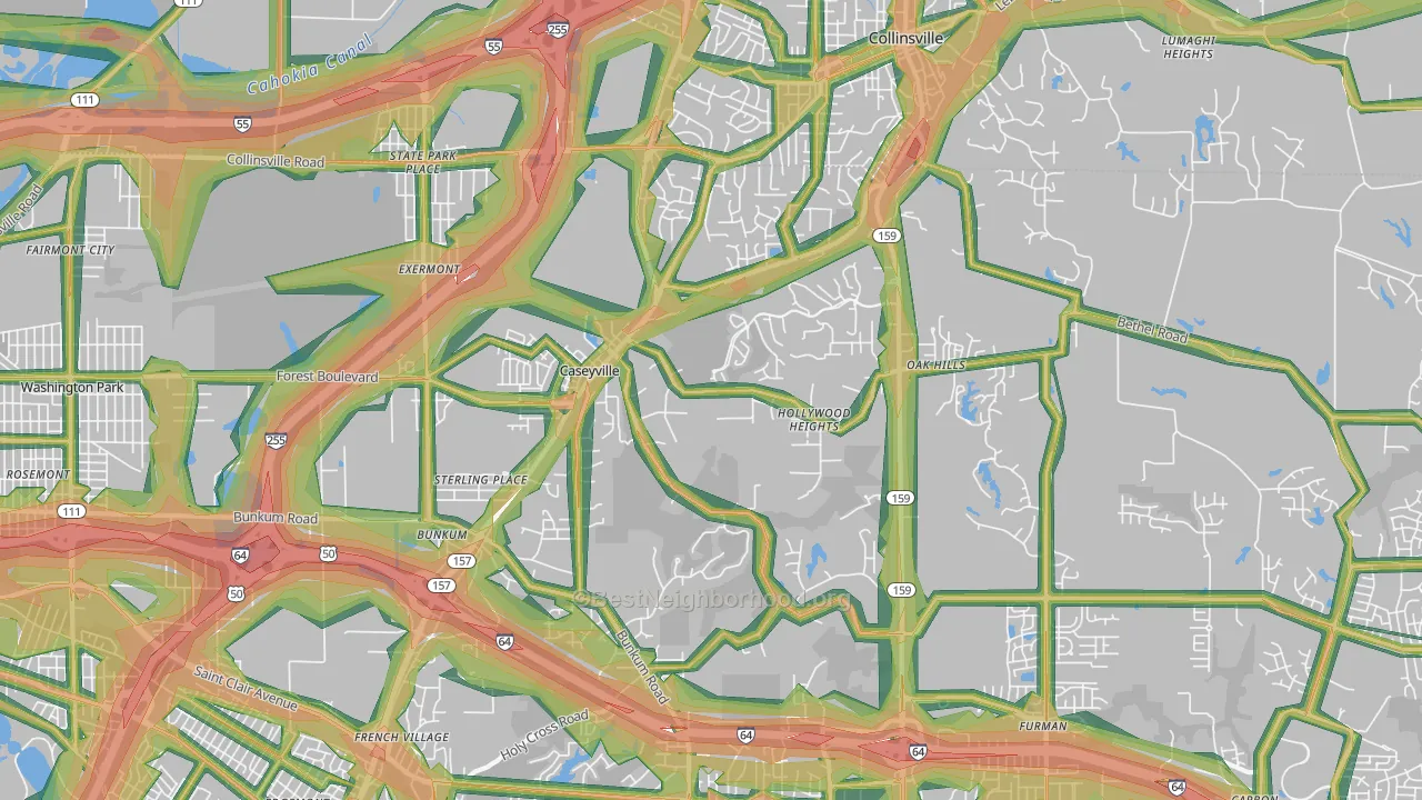 62232, IL Map of Noise Levels in 62232