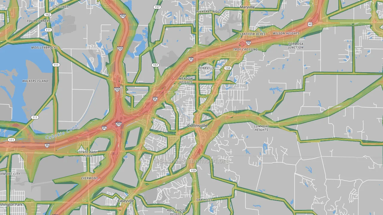 62234, IL Map of Noise Levels in 62234