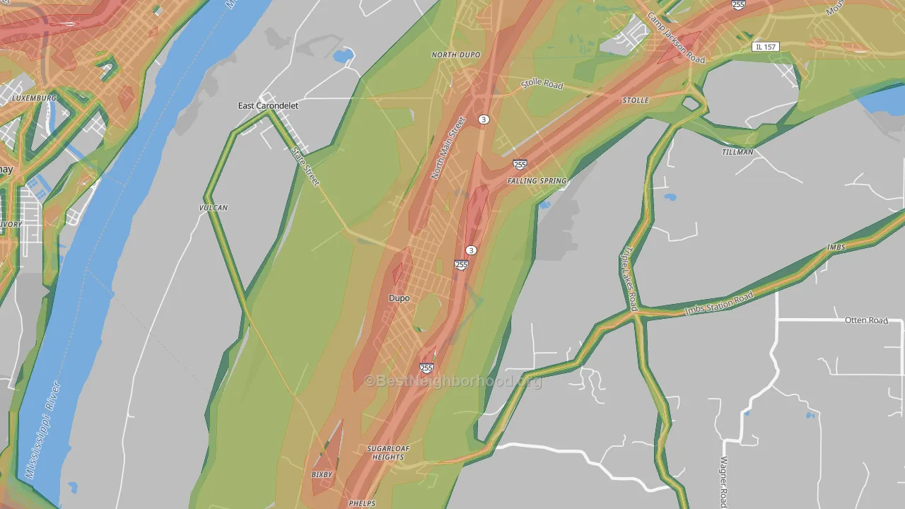 62239, IL Map of Noise Levels in 62239