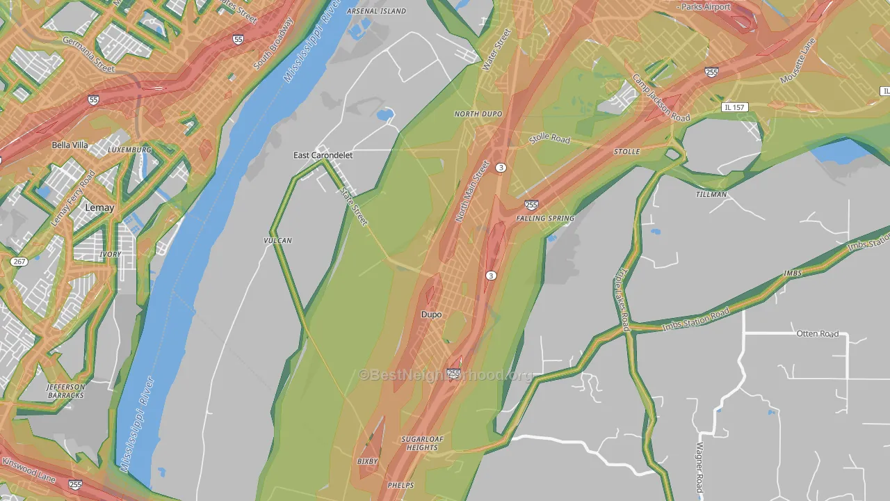 62240, IL Map of Noise Levels in 62240