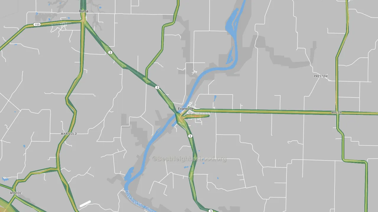 62242, IL Map of Noise Levels in 62242