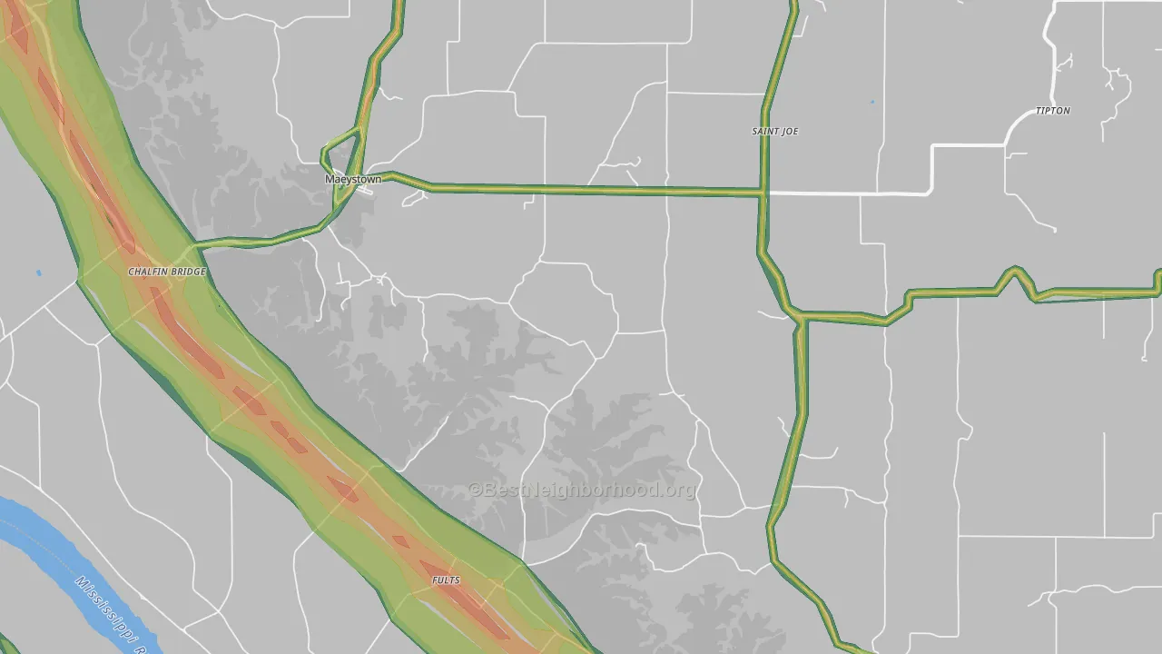 62244, IL Map of Noise Levels in 62244
