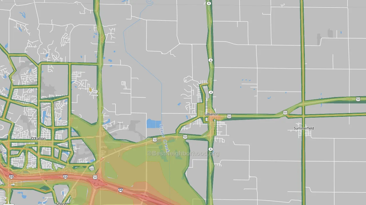 62254, IL Map of Noise Levels in 62254