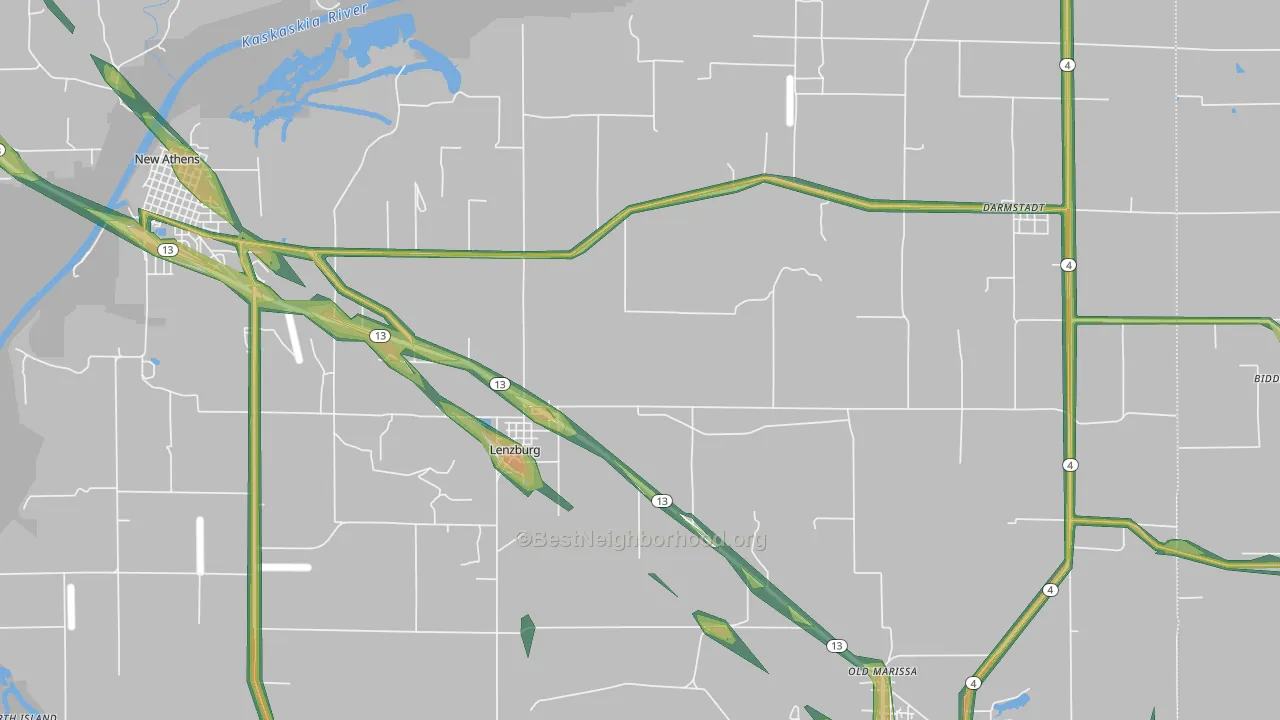 62255, IL Map of Noise Levels in 62255