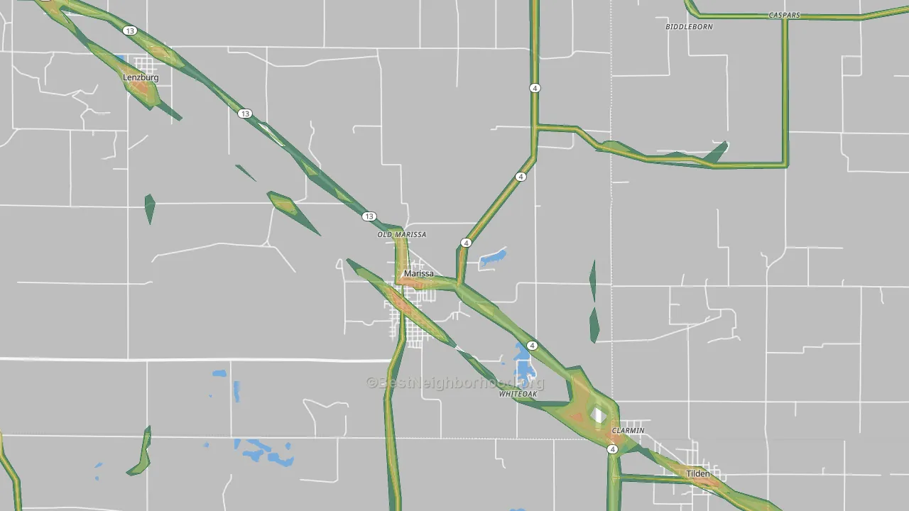 62257, IL Map of Noise Levels in 62257