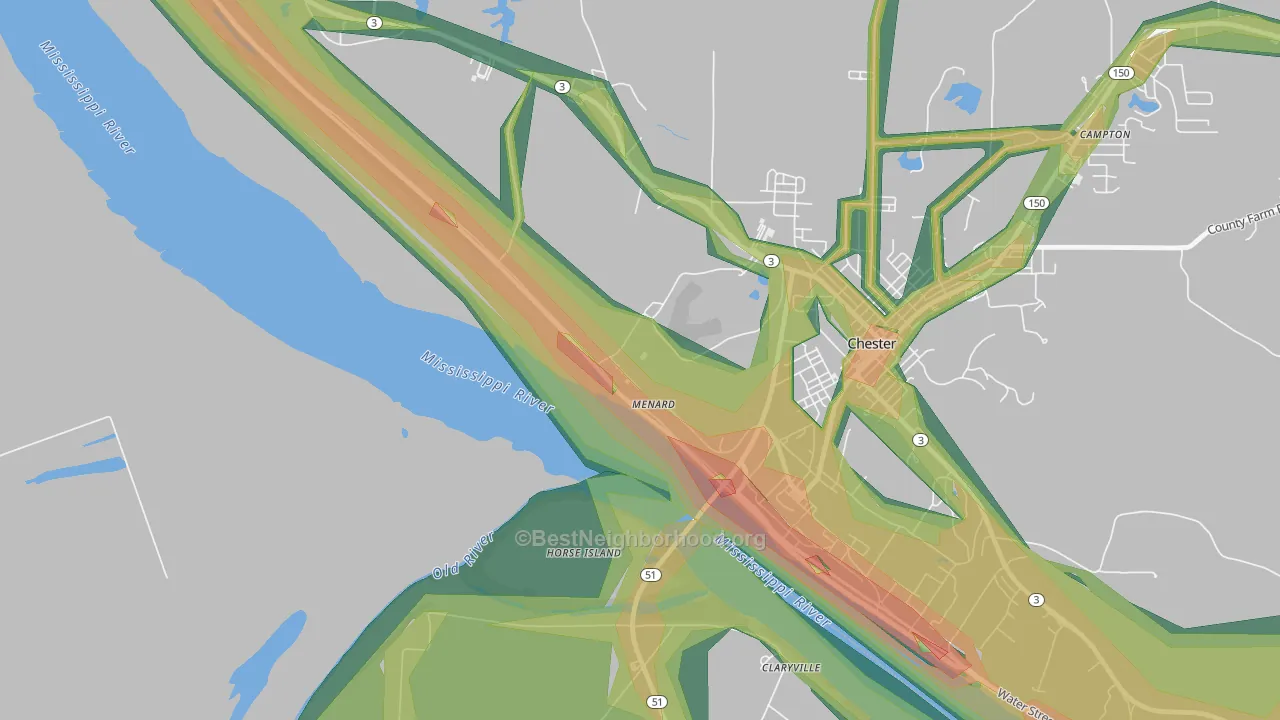 62259, IL Map of Noise Levels in 62259