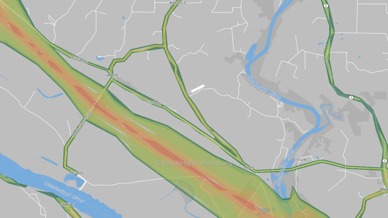 62261, IL Map of Noise Levels in 62261