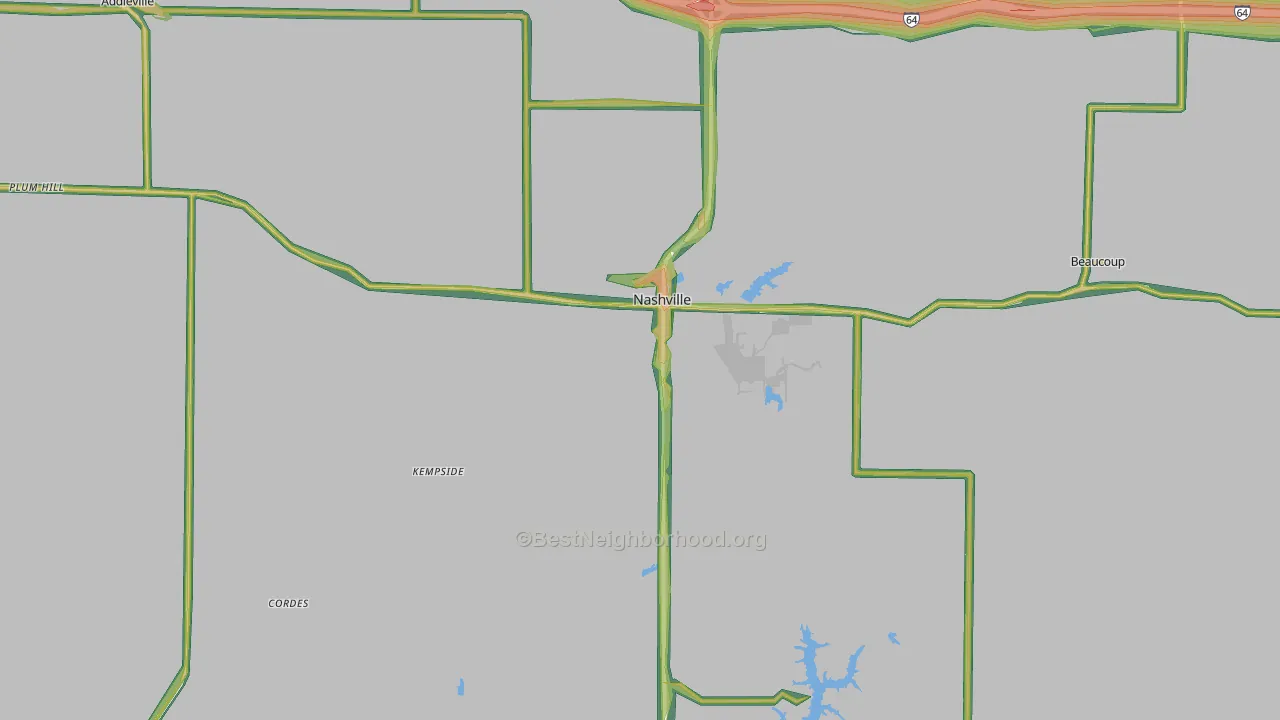 62263, IL Map of Noise Levels in 62263