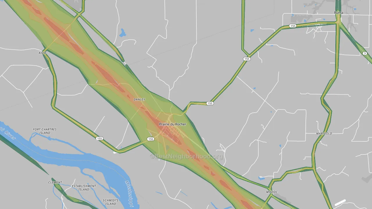 62277, IL Map of Noise Levels in 62277