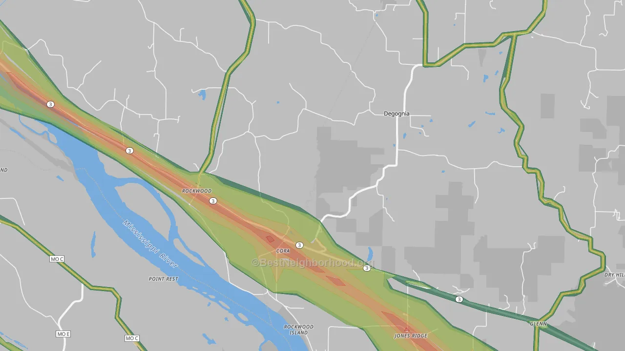 62280, IL Map of Noise Levels in 62280
