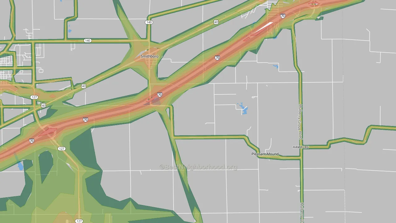 62284, IL Map of Noise Levels in 62284