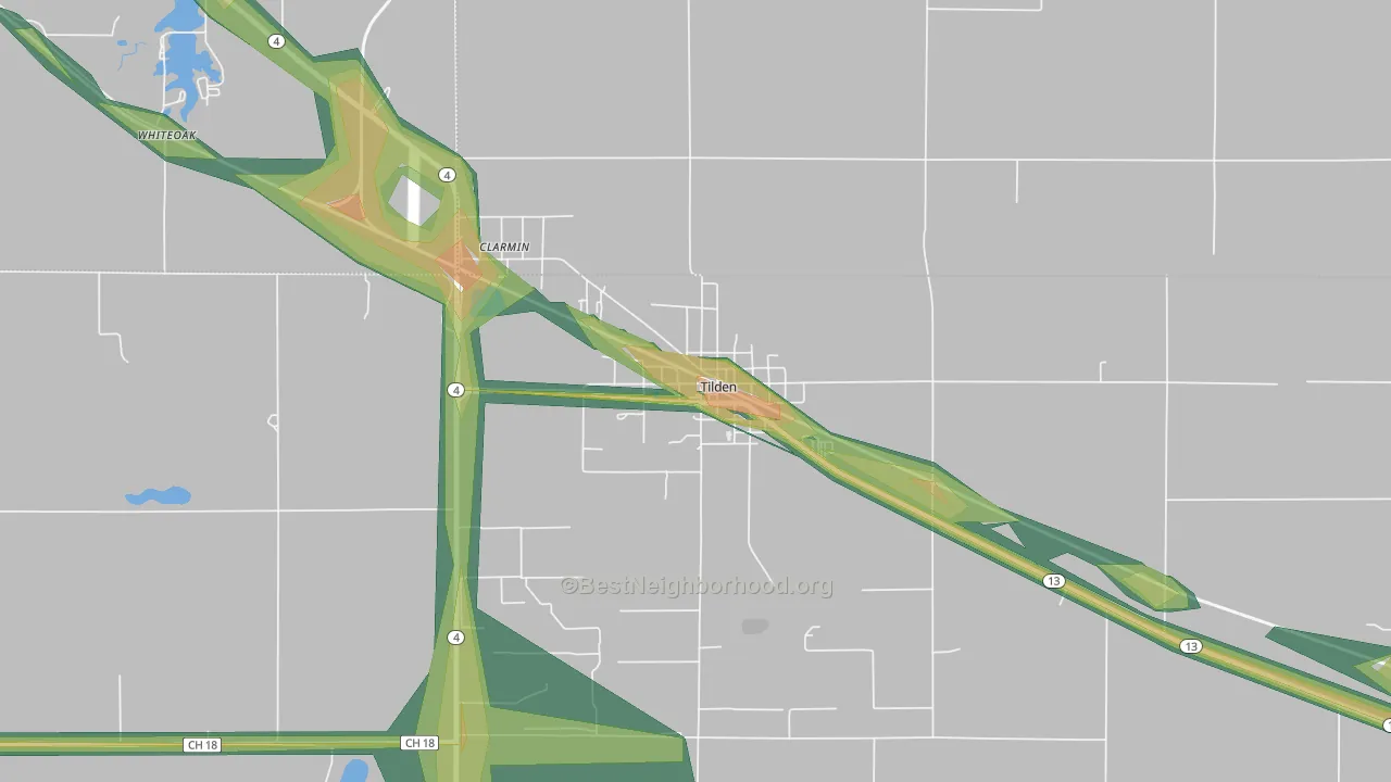 62292, IL Map of Noise Levels in 62292