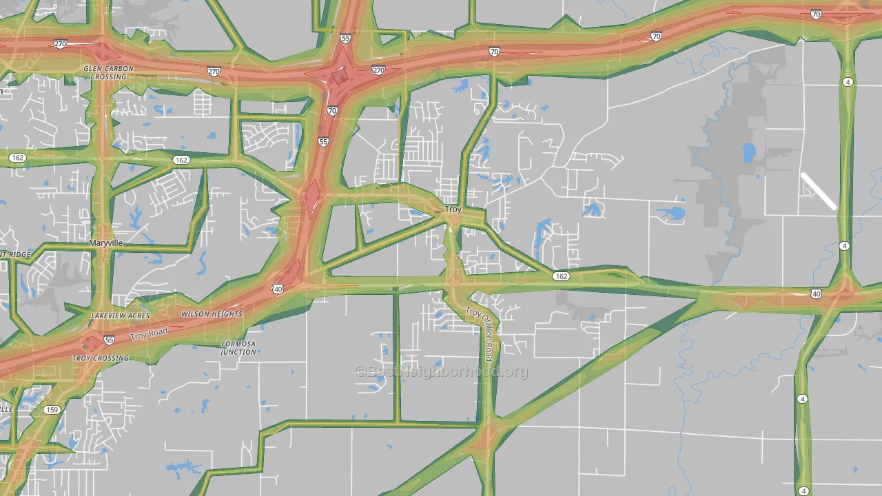 62294, IL Map of Noise Levels in 62294