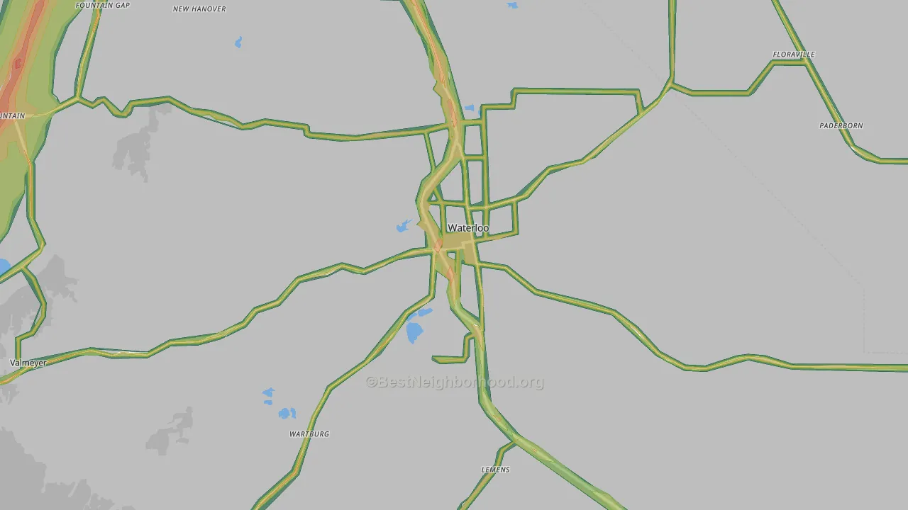 62298, IL Map of Noise Levels in 62298