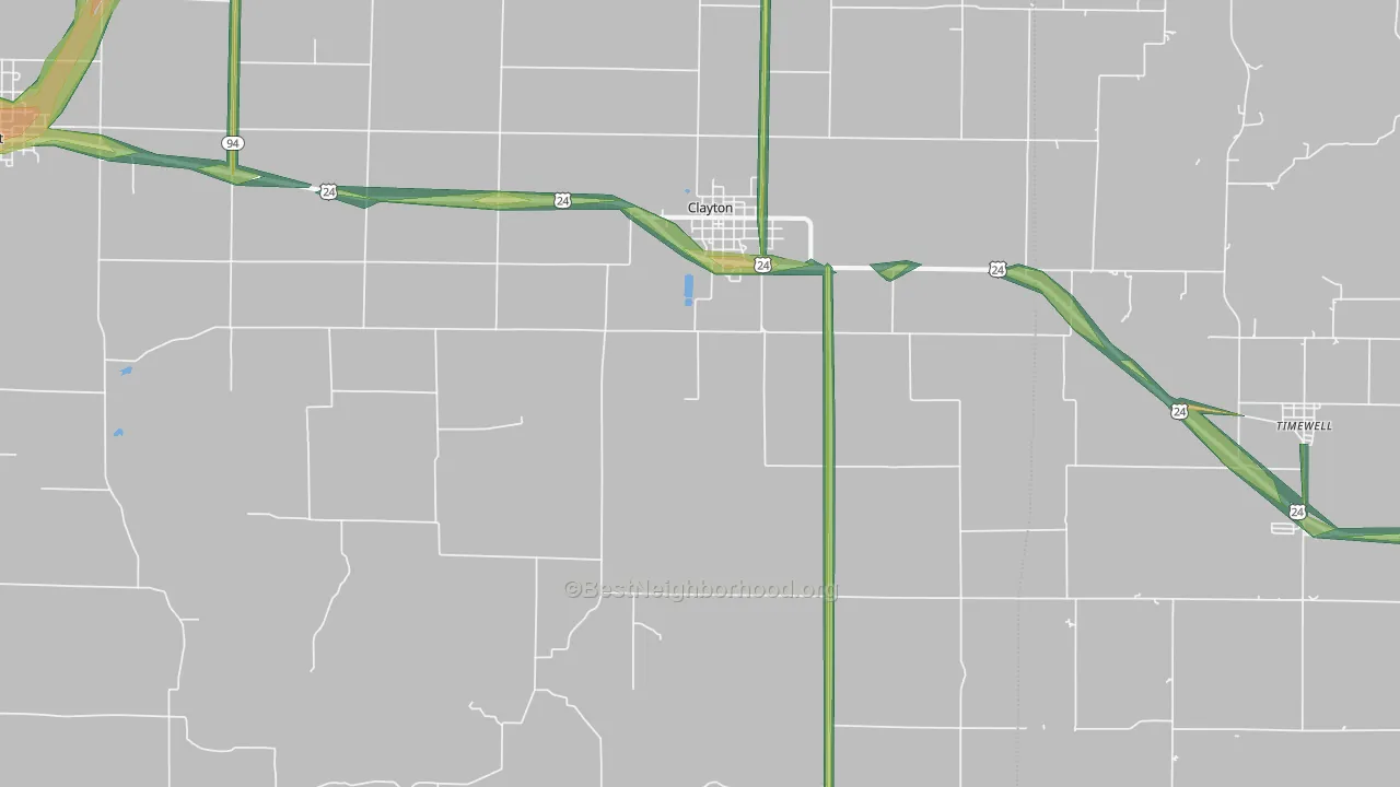 62324, IL Map of Noise Levels in 62324