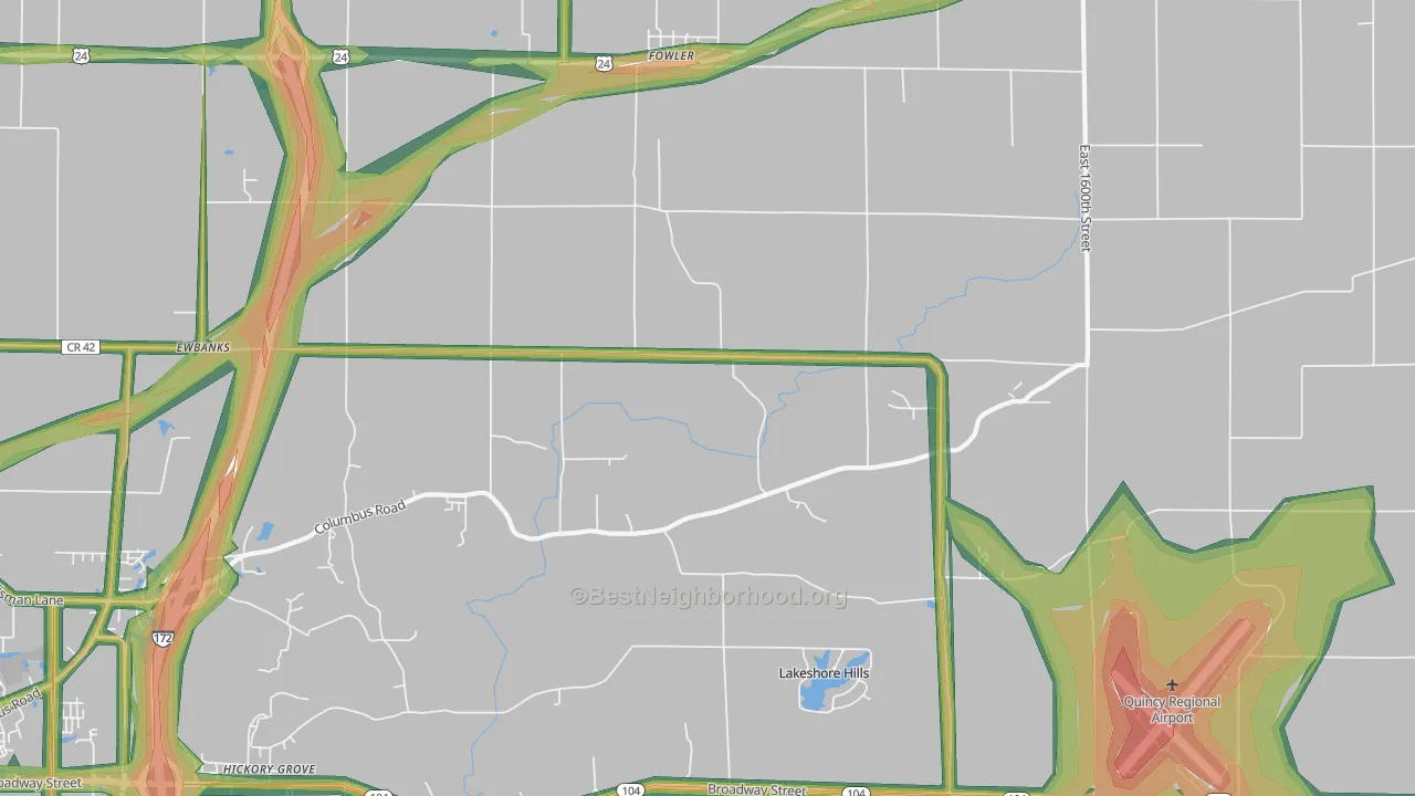 62338, IL Map of Noise Levels in 62338