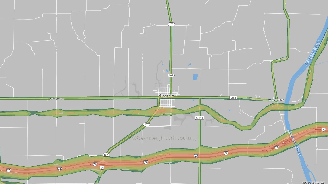 62340, IL Map of Noise Levels in 62340