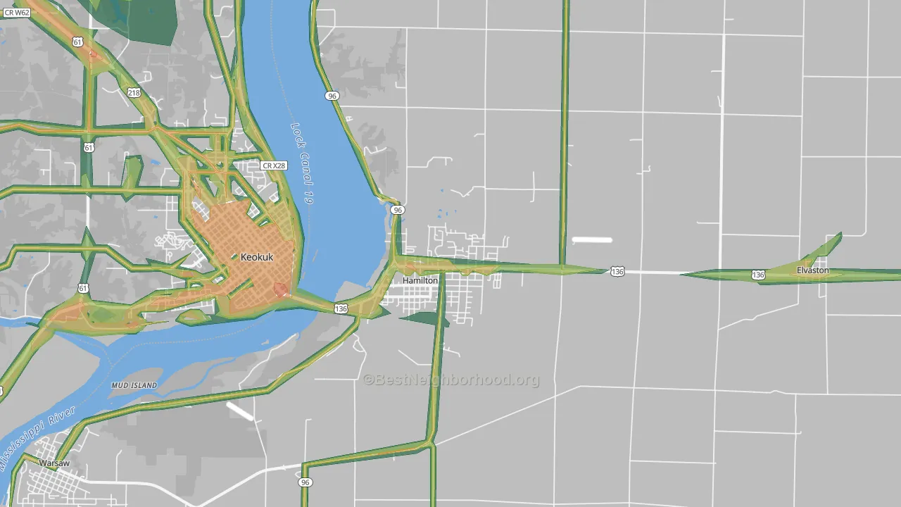 62341, IL Map of Noise Levels in 62341