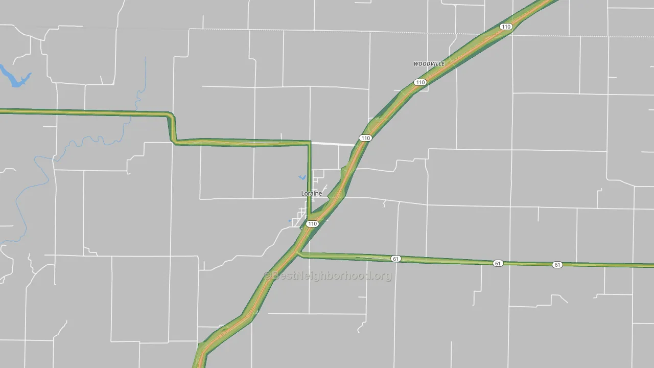 62349, IL Map of Noise Levels in 62349