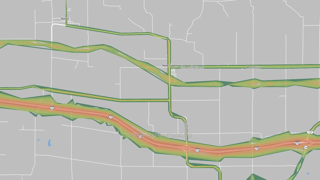 62357, IL Map of Noise Levels in 62357