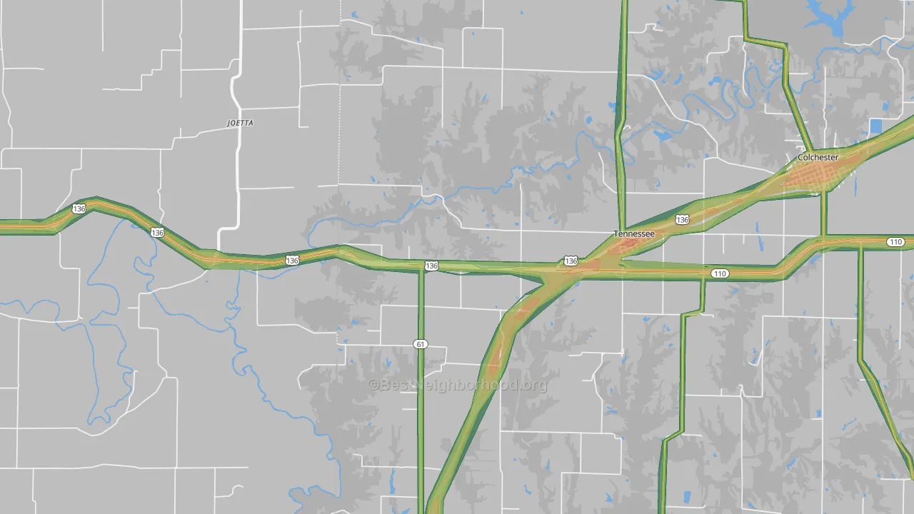 62374, IL Map of Noise Levels in 62374