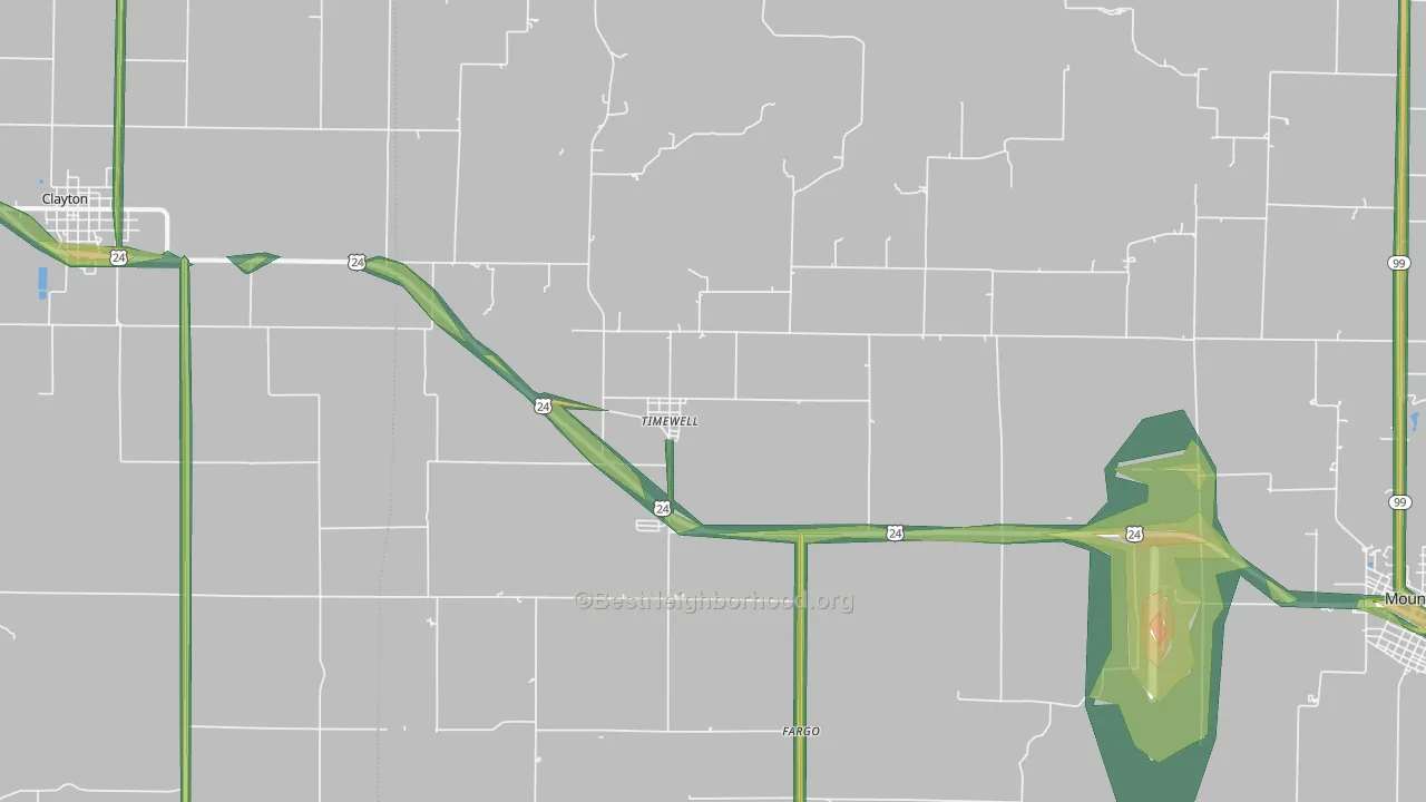 62375, IL Map of Noise Levels in 62375