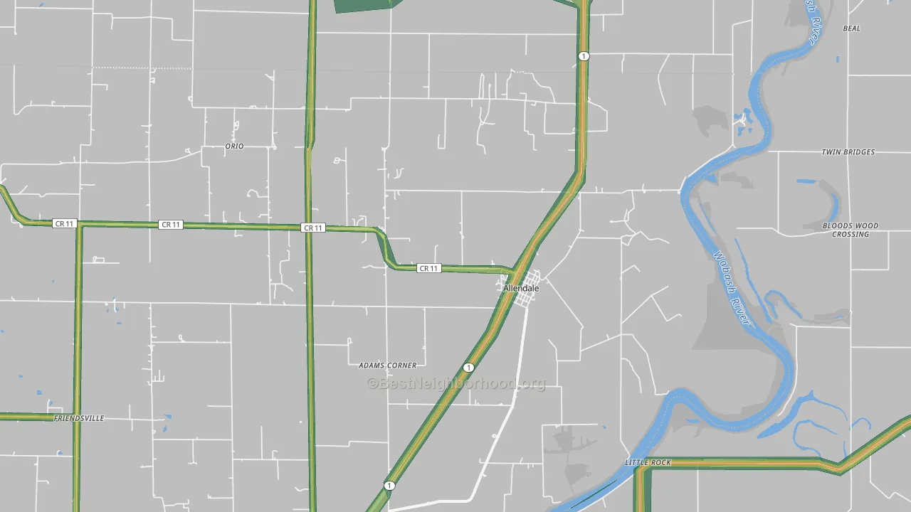 62410, IL Map of Noise Levels in 62410