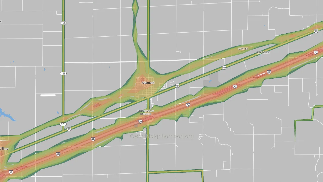62411, IL Map of Noise Levels in 62411