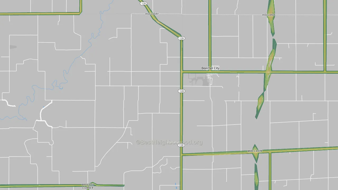 62414, IL Map of Noise Levels in 62414
