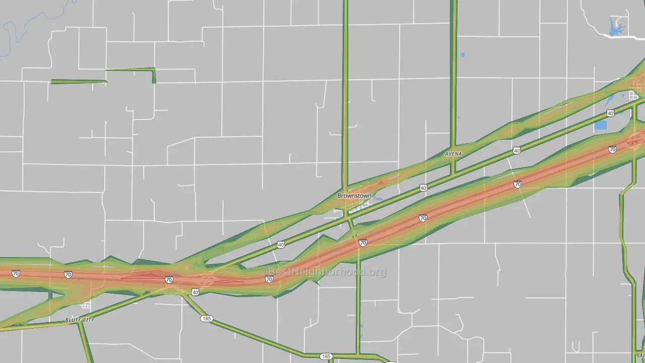62418, IL Map of Noise Levels in 62418
