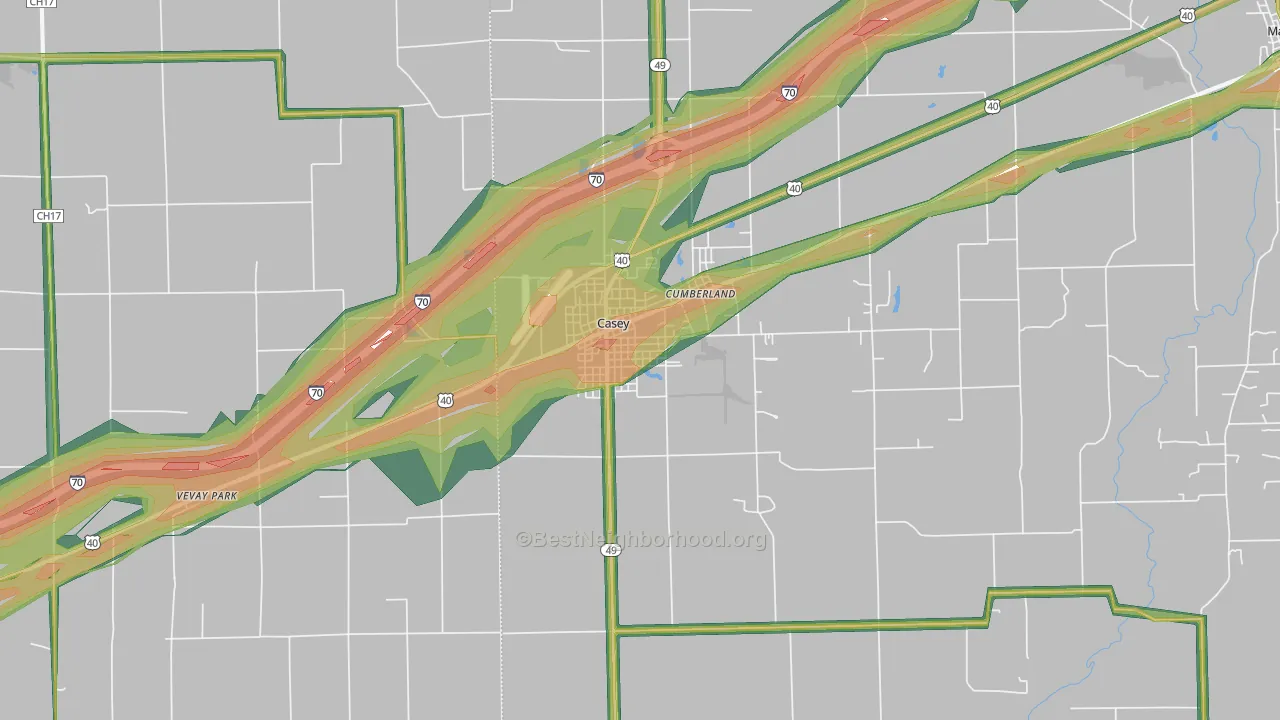 62420, IL Map of Noise Levels in 62420