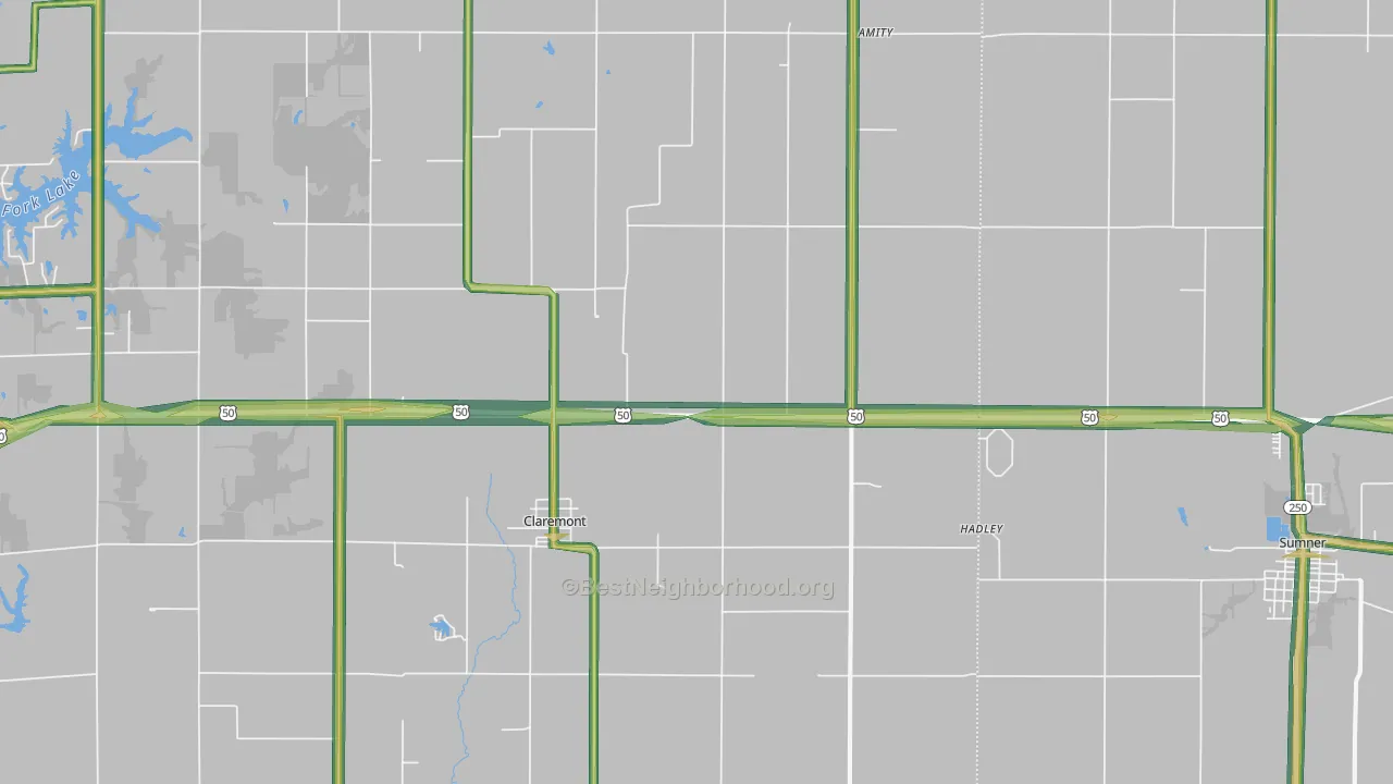 62421, IL Map of Noise Levels in 62421