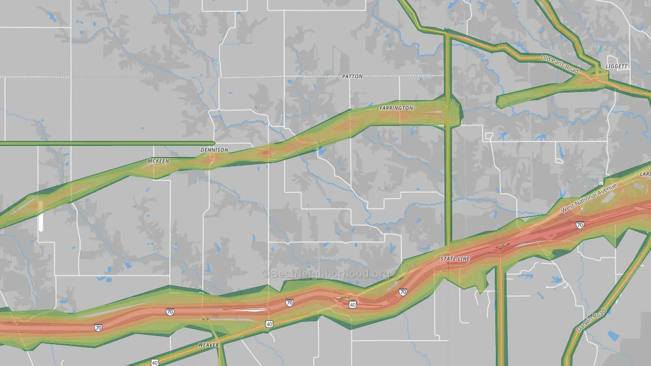 62423, IL Map of Noise Levels in 62423