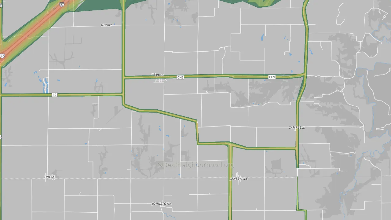 62440, IL Map of Noise Levels in 62440