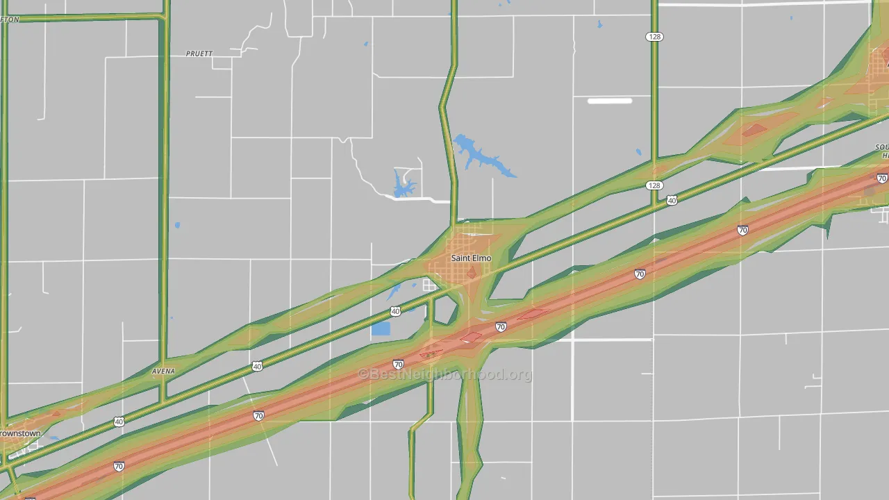 62458, IL Map of Noise Levels in 62458